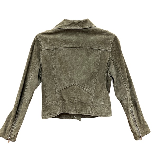 SL8 by Blank NYC Women's Olive Suede Moto Jacket Size S Biker Grunge Streetwear - Picture 9 of 10